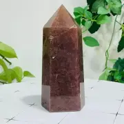 670g Natural Strawberry Quartz Crystal Obelisk Quartz Point Reiki Healing