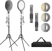 10inch Video Light with Tripod Stand,2-Pack Dimmable 3-Color 2700-6500k LED Studio Lighting, EMART Circle Selfie Ringlight for Photography Live Streaming Recording