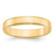 14k Yellow Gold 4mm Flat with Step Edge Wedding Band Ring Size 10.5