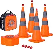 CUKUGUARD Collapsible Traffic Cones, Multi Purpose Pop up Reflective Safety Cones, Pack of 4 (28 inch, 4)