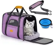 Morpilot Purple Portable Pet Carrier for Medium Cats and Dogs up to 15 lbs