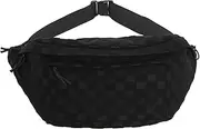 [AZIDWERYQ] Sling Bag for Men Women Checkered Multi-pocket Sling Bag 20x3x9 Inch Canvas Crossbody with Adjustable Strap Zipper Closure Side for Shopping, Travel, Outdoor, Black for Men