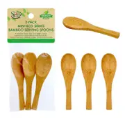 3pcs Mini Natural Bamboo Wooden Spoon Scoop Small Kids Food Safe Tea Stirrer