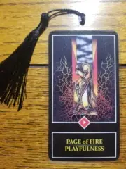 PAGE OF FIRE Wands Bookmark Zen Tarot Deck Card Art Gift Osh Oracle PLAYFULNESS