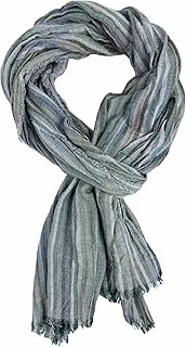 [Rotfuchs] Cotton Scarf Women's Scarf Men's Scarf Crinkled Look Striped Pattern in White, multicoloured, 170 x 20 cm (L x B) (175 x 45 cm)
