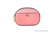 Michael Kors Jet Set Glam Tea Rose Leather Oval Crossbody Handbag Purse