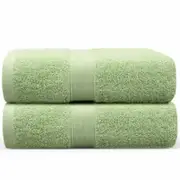 LINENOVA 2x Large Bath Sheets Cotton 550GSM Towels 90x180 cm - Pea-pod