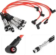 Ignition Cable Spark Wire Cord Set, Compatible with Corrado VR6 2.8 2.9, OEM 1J0998031, with Pull Rod - 6Pcs Spark Plug Wires Included