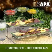 Ilyapa 3 Tier Serving Platter w Glass Trays & Bowls Elegant Entertaining NEW