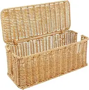 Large Capacity Basket Holder, Imitation Rattan Cord Hider Organizer Box, Cord Organizer for Desk TV Computer USB Hub System, Safe Under Desk Cord Organizer, to Cover and Hide & Power Strips & Cords
