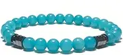 [IBOWZ] Crystal Bracelet Bead Bracelets Charm Bracelets for Womens, 7 Chakra Natural Stone Beads Fluorite Bangle Hex Nut Jewelry Yoga Elastic Unlimited Charm Blue Bracelets Diffuser Women Men Gift