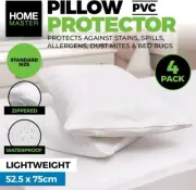 Home Master [4PCE] PVC Pillow Protector, Standard Size Protects Pillows (52.5cm)