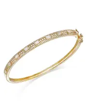 Bloomingdale's Fine Collection Diamond Round & Baguette Bangle Bracelet in 14K Yellow Gold, 1.0 ct. t. w.