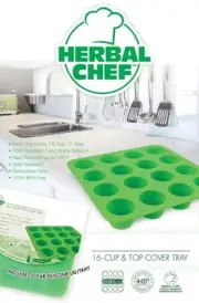 Herbal Chef Brand SILICONE muffin brownie TRAY + TOP smaller portion 1/8th CUP