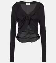 [Saint Laurent] Saint Laurent Ruffled silk blouse UK 6 black