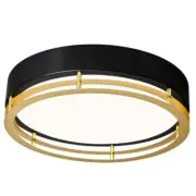 Dimmable Black and Gold Flush Mount Ceiling Light, Modern Round LED Ceiling