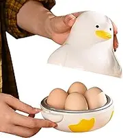 Egg Cooker for Microwave,4-Capacity Kitchen Cooker | Duck Shape Microwave Poacher, for Hard, Soft & Poached Eggs for Kitchen