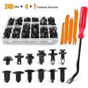 240 Pcs Bumper Retainer Clips Car Plastic Rivets Fasteners Push Retainer Kit Most Popular Sizes Auto Push Pin Rivets Set White