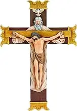 Roman Joseph's Studio Holy Trinity Corpus 7 x 10 Inch Resin Stone Decorative Wall Hanging Crucifix Cross