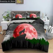 a3353 Bed Sheets Animal Black Wolf Bedding Set Quilt Cover Bed Cover with Pillowcase Boys Adult Home Textile3-Piece Bedding Set (1 Duvet Cover + 2 Pi