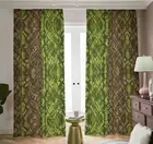 Chartreuse Green Tie Dye Shibori Blackout Curtains Brown Darkening Drapes Shades