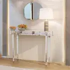 Silver Mirrored Hall Entry Console Table Elegant Oval Table Aesthetic Furniture