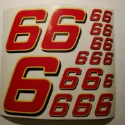 Red w/ yellow & black 6's Racing Numbers Vinyl Decal Sheet 1/10-1/12 slashn