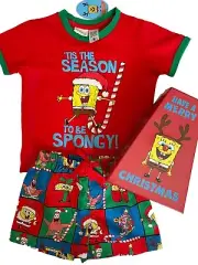 NEW Peter Alexander Jnr Size 3 SpongeBob SquarePants Christmas Pyjamas Set Boxed