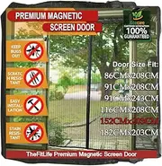 TheFitLife Magnetic Fly Screen for Door - Heavy Duty Mesh Curtain with Full Frame Hook and Loop and Powerful Magnets That Snap Shut Automatically｡ｭ (62"x81" Fits Door Size up to 60"x80" Max)