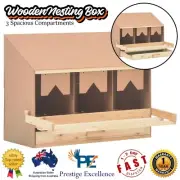 Wooden Nesting Box 3 Large Compartments Chicken Poultry Hen Egg Laying Pine Wood