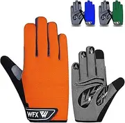 [WFX] Cycling Gloves Toddler Mountain Bike Handlebar Grips Gel Padding Full Finger Baseball Glove Workout Football Gloves Youth Boys 8-12 Kids Gardening Gloves MTB Gloves