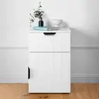 NNEDSZ PORTO BEDSIDE TABLE - WHITE - VJ PANEL - PULL BLACK