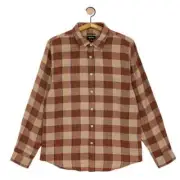 Size Medium Brixton Bowery Long Sleeve Flannel - Vanilla / Dark Brick