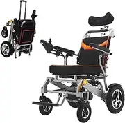 Fold and Travel Lightweight Electric Wheelchair, with Headrest And Backrest Multi-Angle Adjustment,Durable Portable All Terrain Motorized Wheelchair for Seniors,12A
