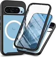 Magnetic Case for Google Pixel 9 Pro XL Full Body, [Compatible for MagSafe] Built-in Screen Protector, 360 ° Protective Shockproof, Heavy Duty Bumper Phone Case Slim Back Cover (Black)