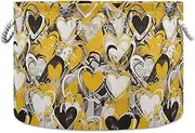 Yoogain Graffiti Art Hearts Yellow storage basket collapsable and waterproof cloth baskets with sturdy handle bins square art for toy bathroom sheet