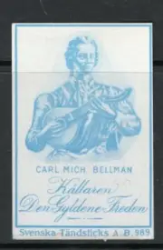 MATCHBOX LABEL SWEDEN- Carl Michael Bellman (composer) - **mint