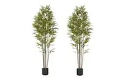 SOGA 2X 240cm Lucky Bamboo Tree Bambusa Vulgaris Artificial Plant w/ 7 Branches Home Accent Decor
