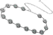 [DEARMAMY] Metal Round Buckle Belt for Women Fashion Casual Vintage Agate Stone Decorated Metal Chain Waist Chain Silver
