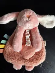 Itzy Ritzy Friends Lovey Plush w/ Silicone Teether Toy Pink Bunny Baby Girl NEW