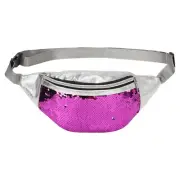 Sequined Large Fanny Pack for Women, Waist Belt Bag, Crossbody Bag Shiny Purple