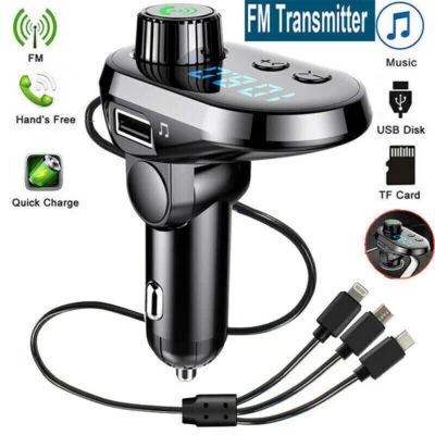 Wireless Car FM Transmitter MP3 Player Radio Adapter USB Charger for Bluetooth