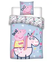 Peppa Pig Unicorn Cotton Cover Set - Single Bed Size