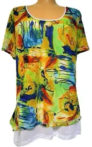 TS TAKING SHAPE plus size S / 16 Sketch Top stretch layered look NWT rrp$130!
