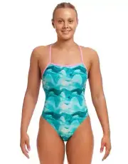 Funkita Teal Wave Strapped In Swimsuit - Blue/Green