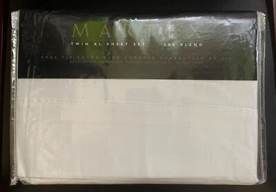 Martex WHITE Twin-XL Sheet Set 200 Blend New in Package
