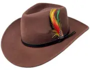 Wide Brim Cowboy 100% Crush-able Wool Felt Outback Wool Fedora Hat