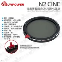 在飛比找蝦皮購物優惠-數位小兔【SUNPOWER N2 CINE 磁吸CPL可調N