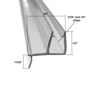 Clear Bottom Wipe with Drip Rail for 3/16" and 1/4" Glass - 35 in long