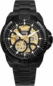 [FOSSIL] Men's Black Stainless Steel Bronson Analogue Watch, 44mm
